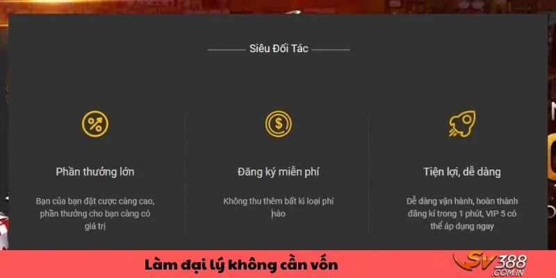 Người chơi không cần tốn chi phí khi làm đại lý SV388